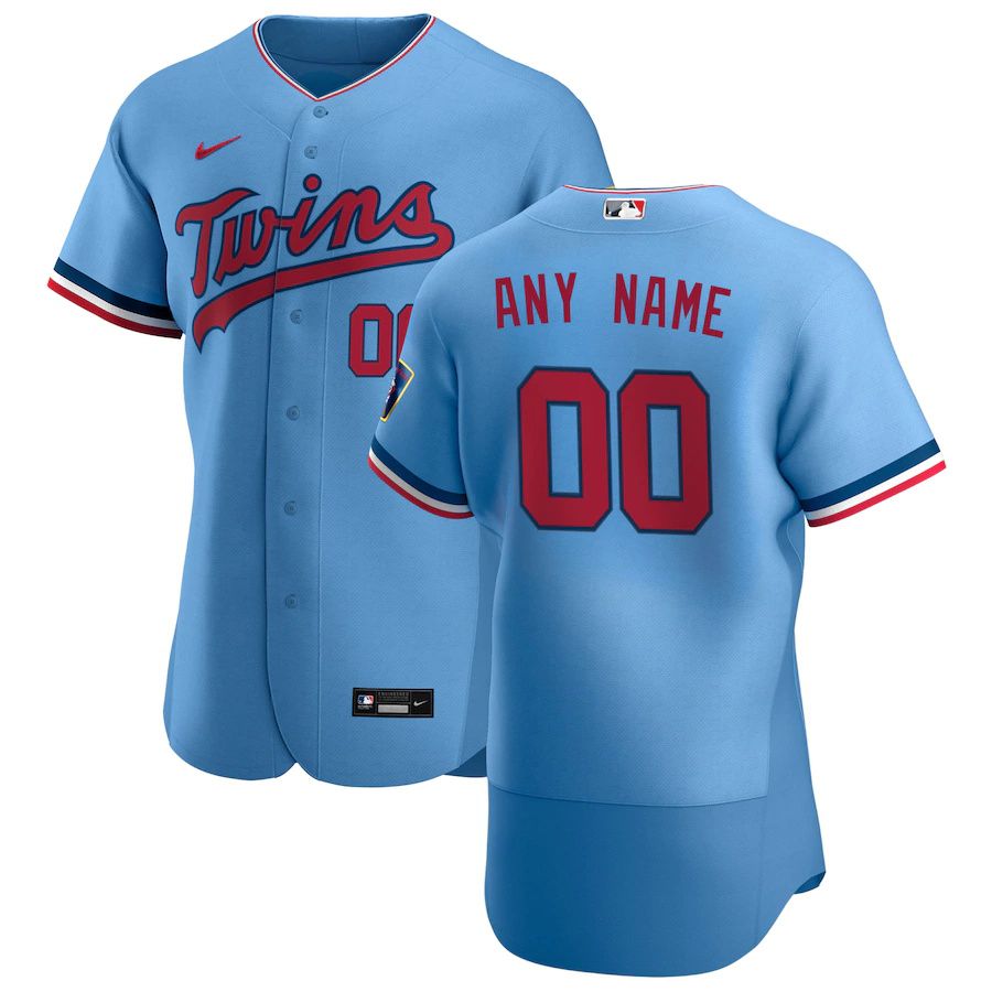 Mens Minnesota Twins Nike Powder Blue Alternate Authentic Custom Patch MLB Jerseys